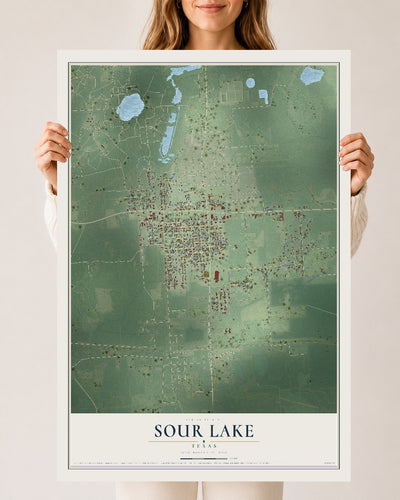 Map of Sour Lake, Texas, 24 x 36 inch unframed archival matte print