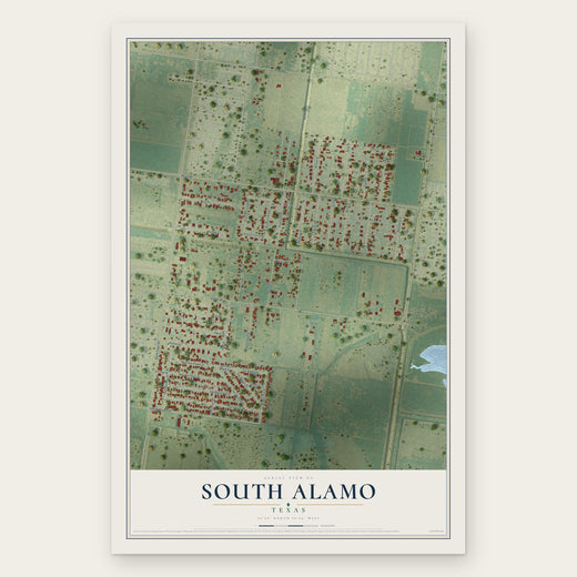 South Alamo, Texas map print, the full design