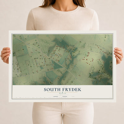 Map of South Frydek, Texas, 12 x 18 inch unframed archival matte print