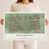 Map of South Houston, Texas, 12 x 18 inch unframed archival matte print