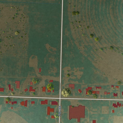 Close-up of the map of Spade, Texas print showing street and building detail