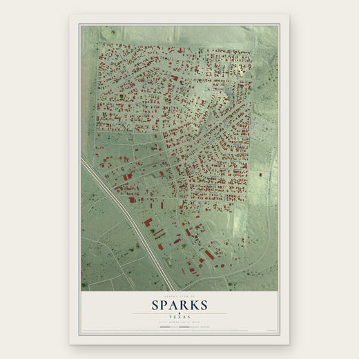 Sparks, Texas map print, the full design