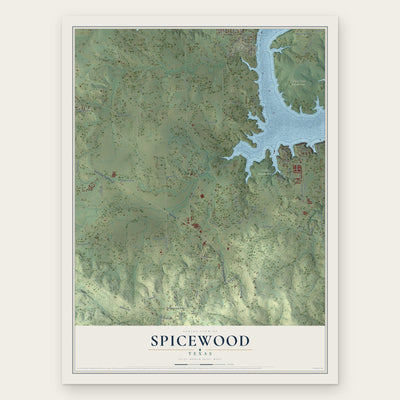 Spicewood, Texas map print, the full design