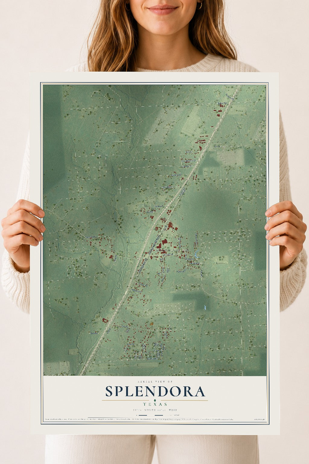 Map of Splendora, Texas, 18 x 24 inch unframed archival matte print