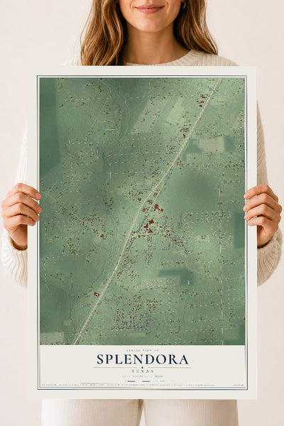 Map of Splendora, Texas, 18 x 24 inch unframed archival matte print