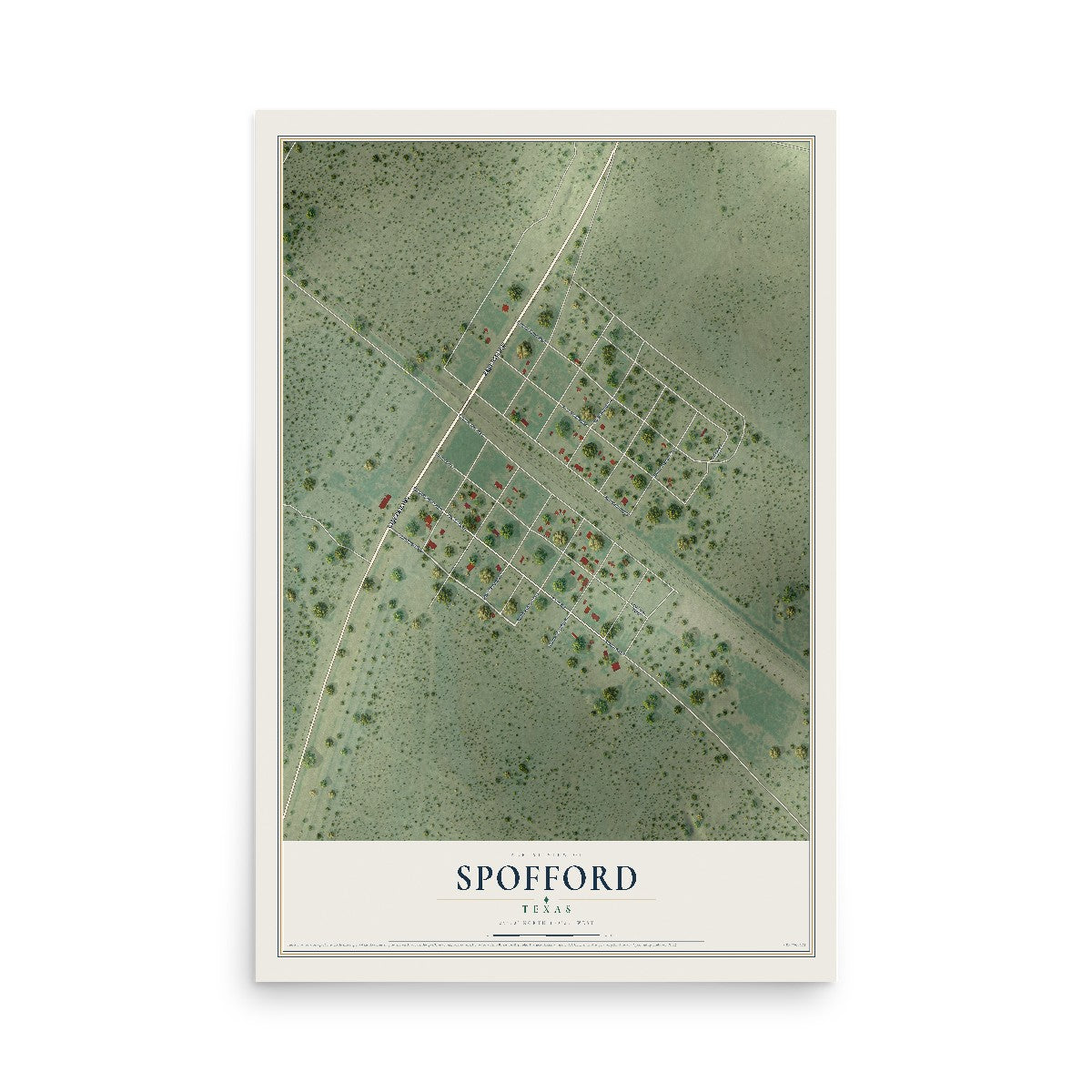 Map of Spofford, Texas, 12 x 18 inch unframed archival matte print