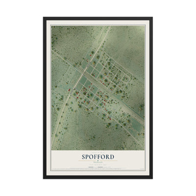 Map of Spofford, Texas, 12 x 18 inch print in a black wood frame