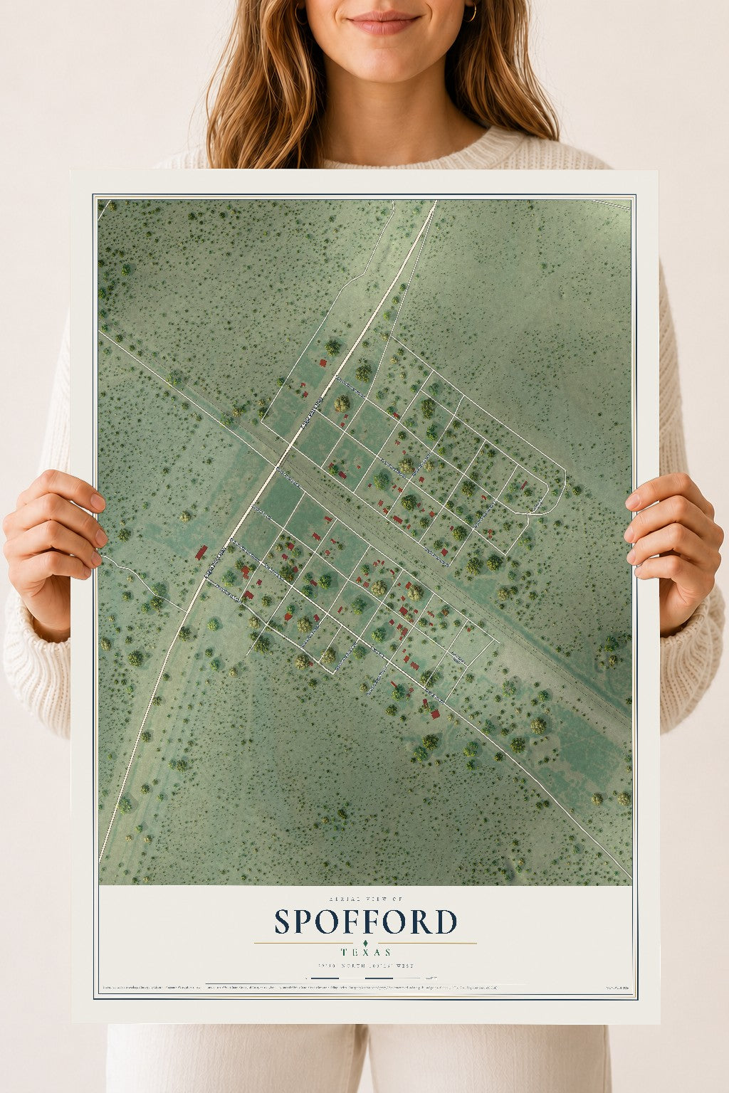 Map of Spofford, Texas, 18 x 24 inch unframed archival matte print