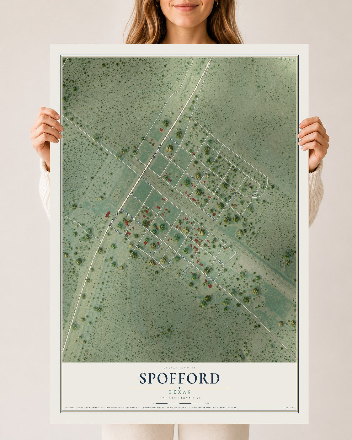 Map of Spofford, Texas, 24 x 36 inch unframed archival matte print