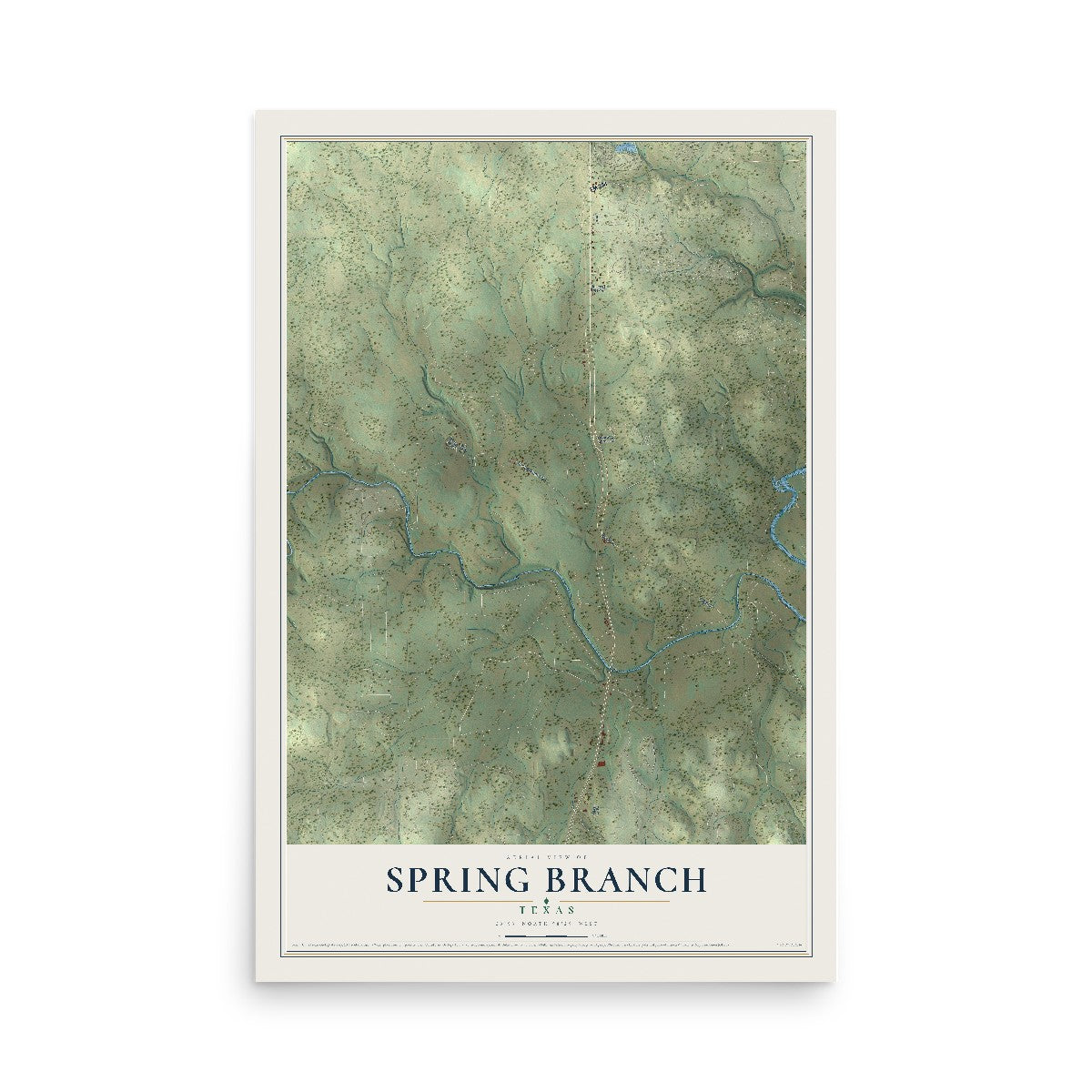 Map of Spring Branch, Texas, 12 x 18 inch unframed archival matte print