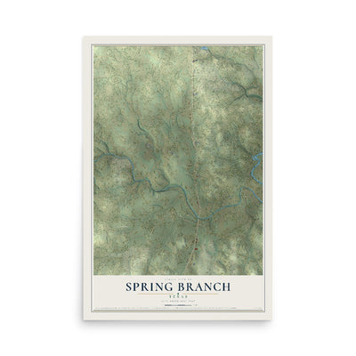 Map of Spring Branch, Texas, 12 x 18 inch unframed archival matte print