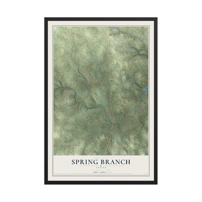 Map of Spring Branch, Texas, 12 x 18 inch print in a black wood frame
