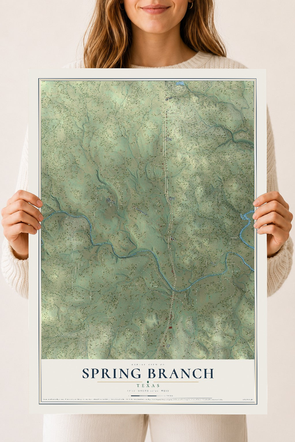 Map of Spring Branch, Texas, 18 x 24 inch unframed archival matte print