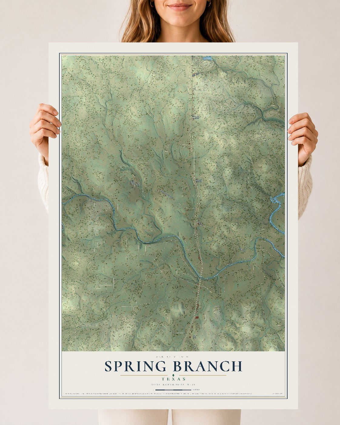 Map of Spring Branch, Texas, 24 x 36 inch unframed archival matte print