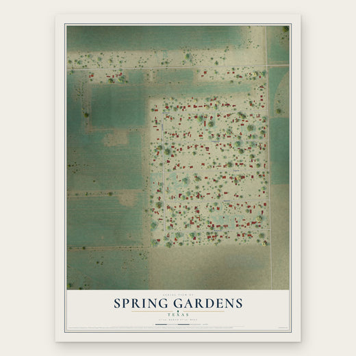 Spring Gardens, Texas map print, the full design