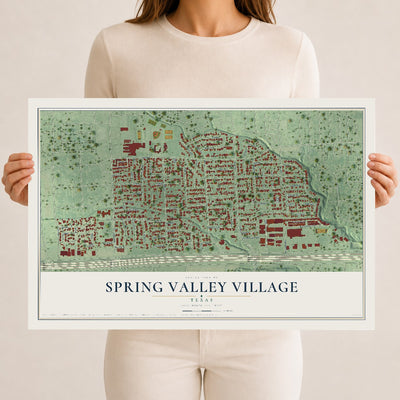 Map of Spring Valley Village, Texas, 12 x 18 inch unframed archival matte print