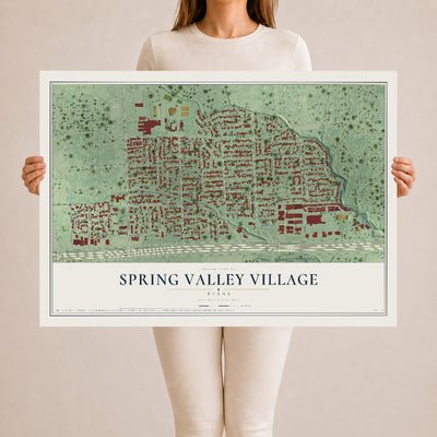 Map of Spring Valley Village, Texas, 24 x 36 inch unframed archival matte print
