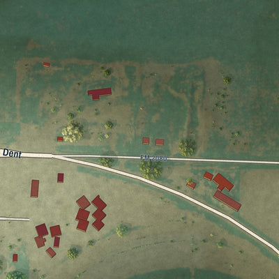 Second close-up of the map of Springlake, Texas print showing more streets and buildings