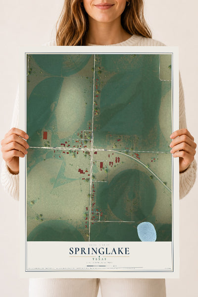 Map of Springlake, Texas, 18 x 24 inch unframed archival matte print