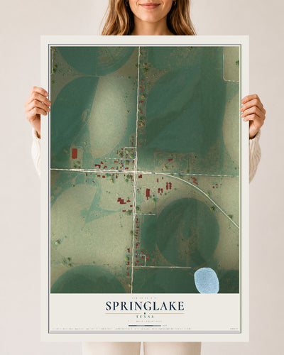 Map of Springlake, Texas, 24 x 36 inch unframed archival matte print
