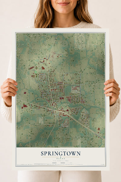 Map of Springtown, Texas, 18 x 24 inch unframed archival matte print