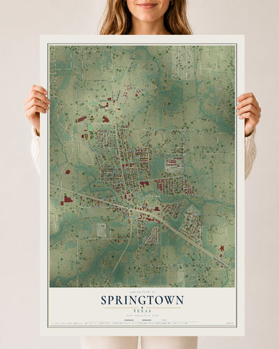 Map of Springtown, Texas, 24 x 36 inch unframed archival matte print