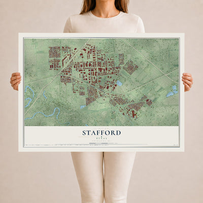 Map of Stafford, Texas, 24 x 36 inch unframed archival matte print