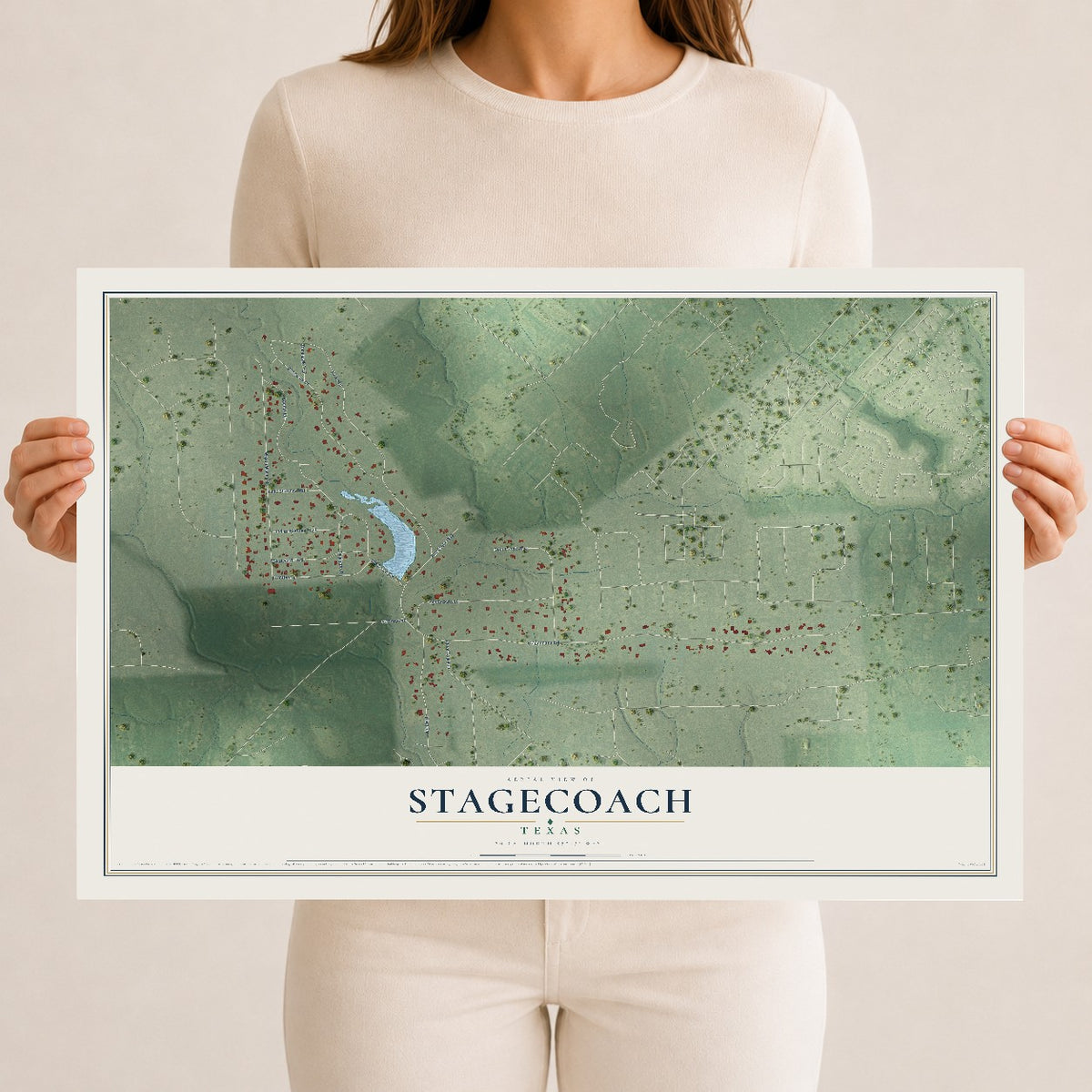 Map of Stagecoach, Texas, 12 x 18 inch unframed archival matte print