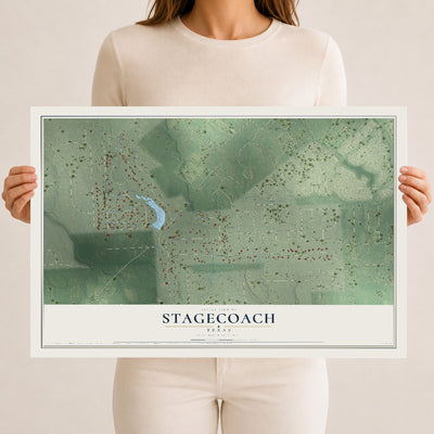 Map of Stagecoach, Texas, 12 x 18 inch unframed archival matte print