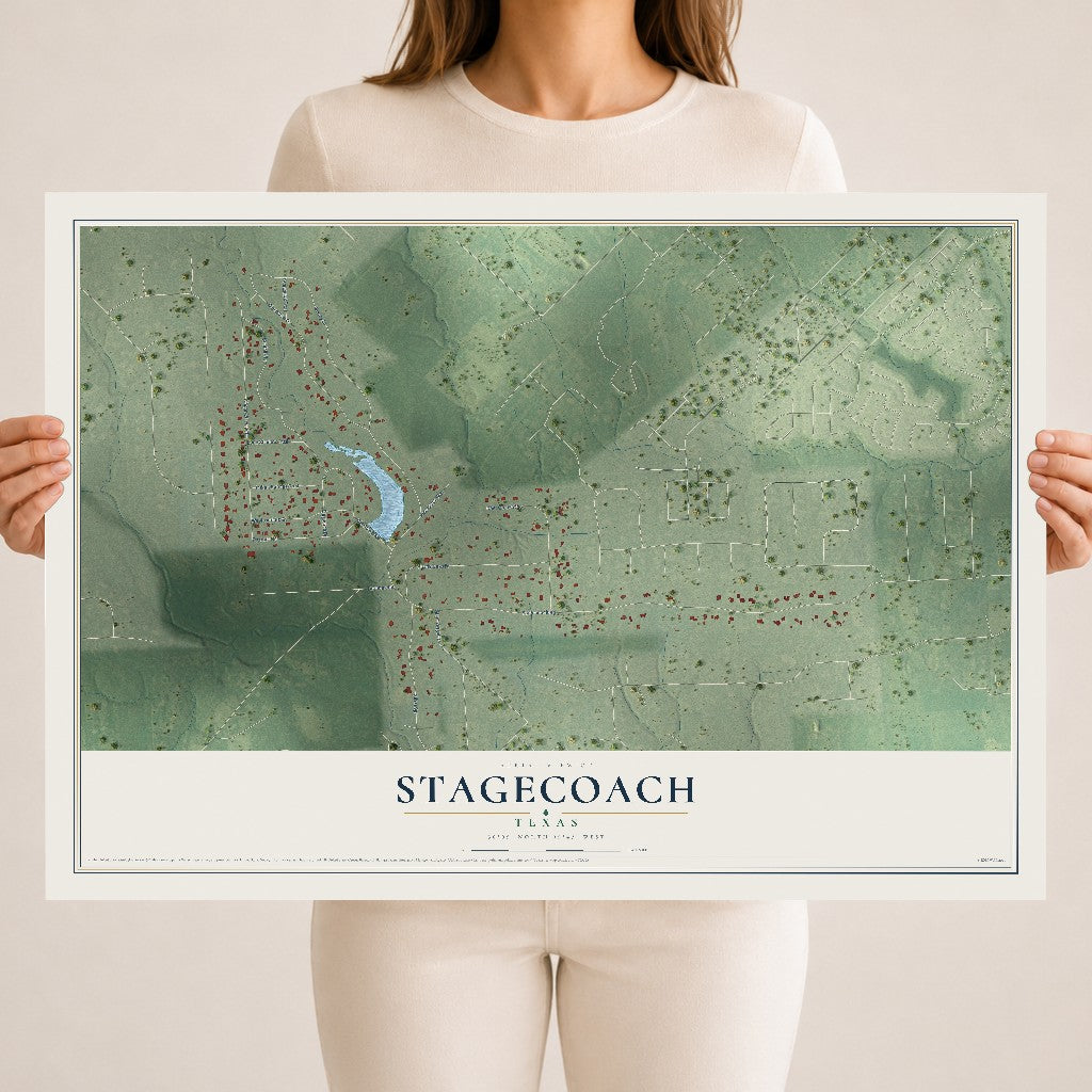 Map of Stagecoach, Texas, 18 x 24 inch unframed archival matte print