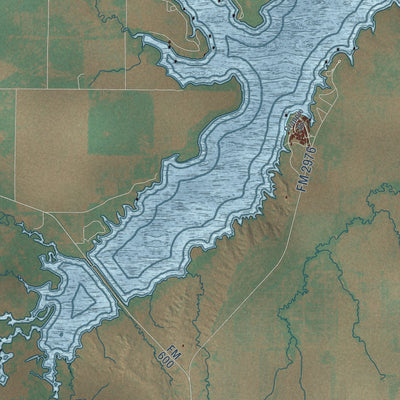 Close-up of the map of Stamford, Texas print showing street and building detail