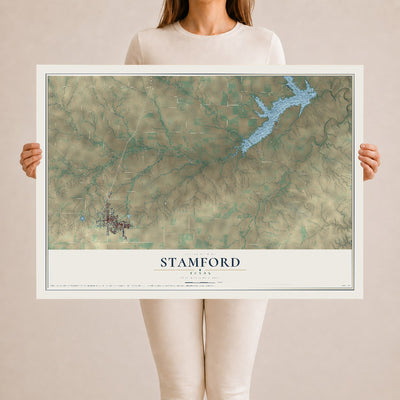 Map of Stamford, Texas, 24 x 36 inch unframed archival matte print