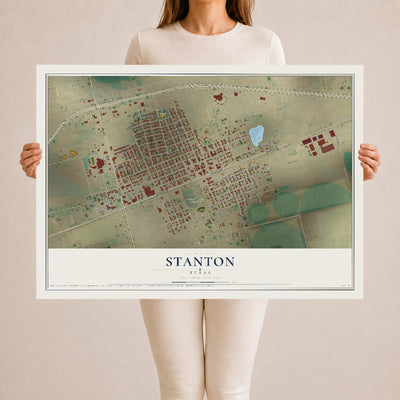 Map of Stanton, Texas, 24 x 36 inch unframed archival matte print