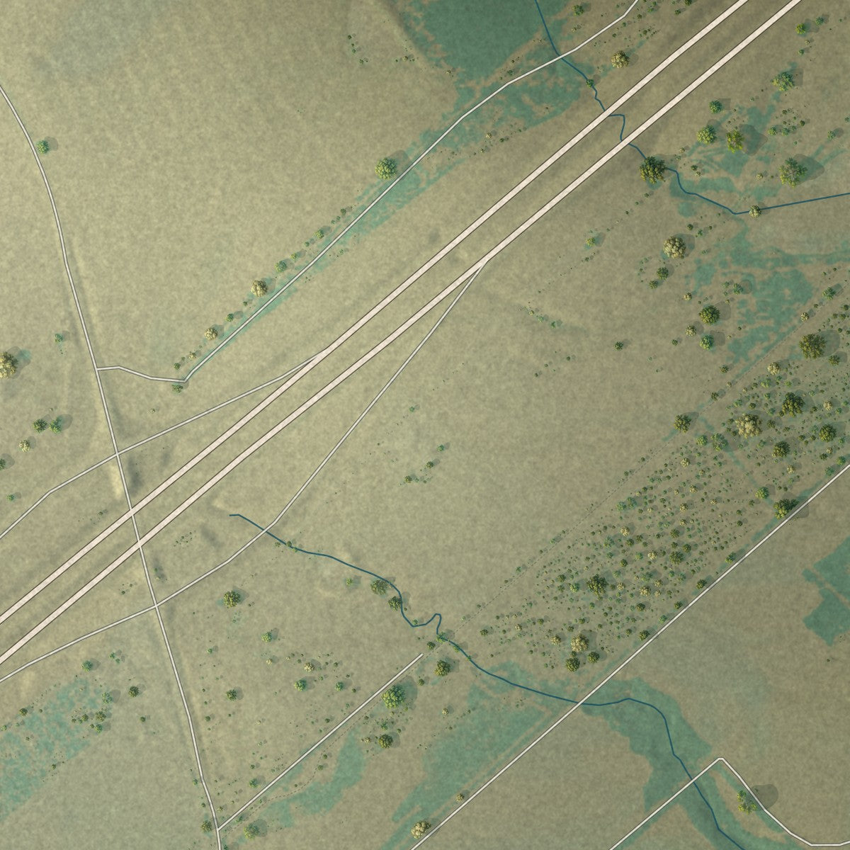 Second close-up of the map of Staples, Texas print showing more streets and buildings