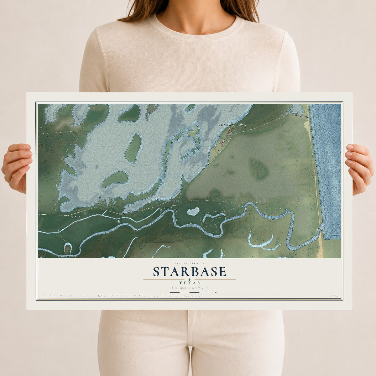 Map of Starbase, Texas, 12 x 18 inch unframed archival matte print