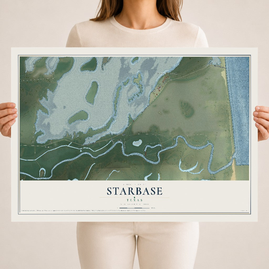 Map of Starbase, Texas, 18 x 24 inch unframed archival matte print
