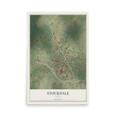 Map of Stockdale, Texas, 12 x 18 inch unframed archival matte print