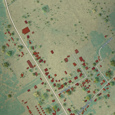 Second close-up of the map of Stockdale, Texas print showing more streets and buildings