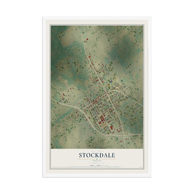 Map of Stockdale, Texas, 12 x 18 inch print in a white wood frame