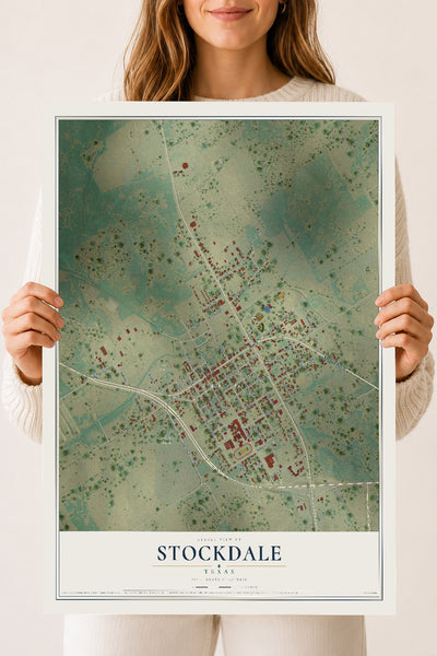 Map of Stockdale, Texas, 18 x 24 inch unframed archival matte print