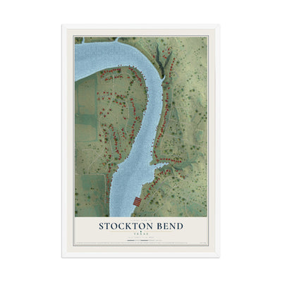 Map of Stockton Bend, Texas, 12 x 18 inch print in a white wood frame