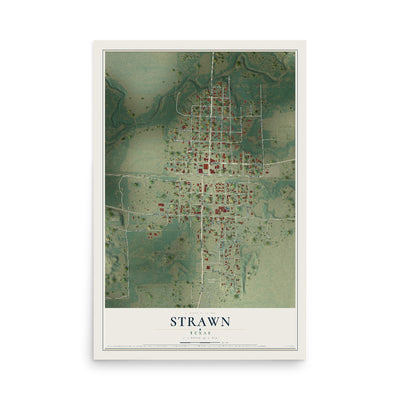 Map of Strawn, Texas, 12 x 18 inch unframed archival matte print