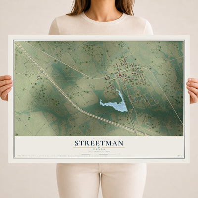 Map of Streetman, Texas, 18 x 24 inch unframed archival matte print