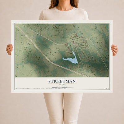 Map of Streetman, Texas, 24 x 36 inch unframed archival matte print