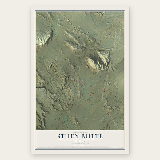 Study Butte, Texas map print, the full design