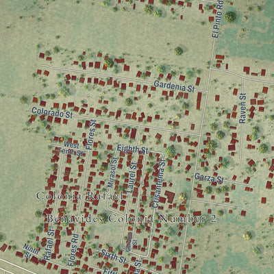 Close-up of the map of Sullivan City, Texas print showing street and building detail