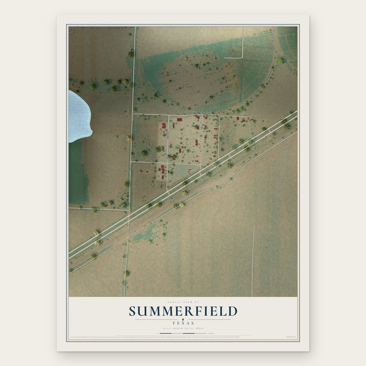 Summerfield, Texas map print, the full design