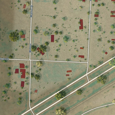 Close-up of the map of Summerfield, Texas print showing street and building detail