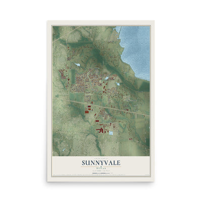 Map of Sunnyvale, Texas, 12 x 18 inch unframed archival matte print