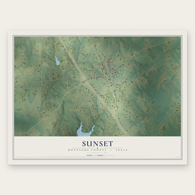 Sunset, Montague County, Texas map print, the full design